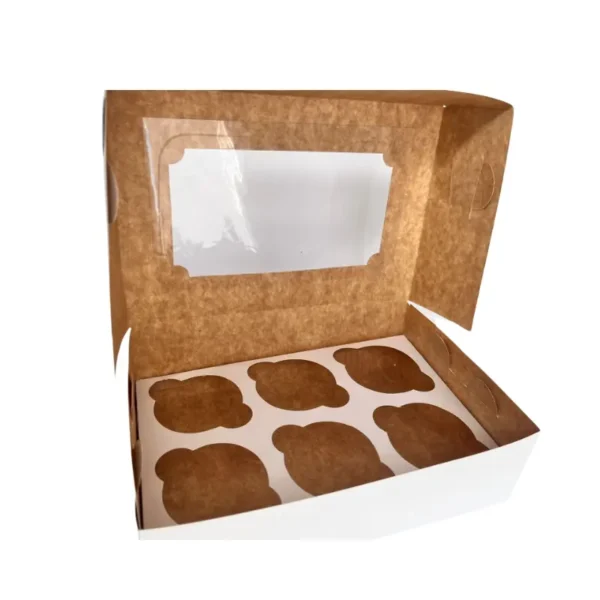 Caja para 6 cupcake con medidas (16x24.5x7.5) 50pz