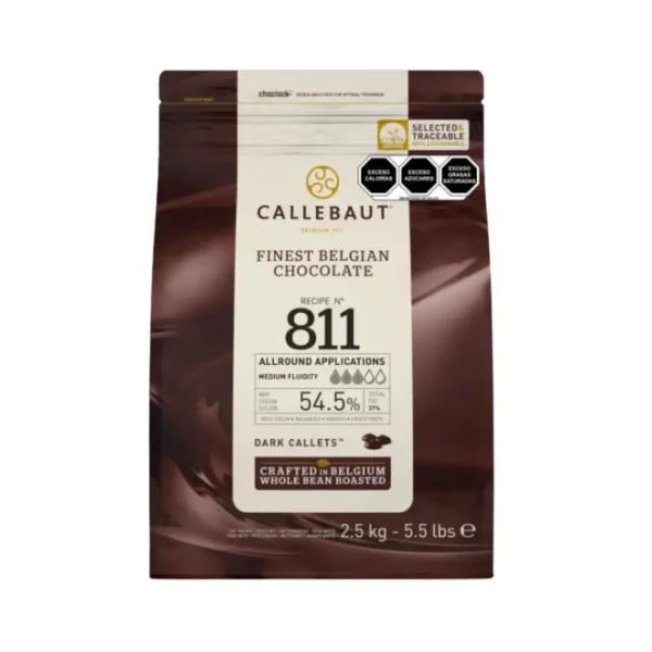 Bolsa de Chocolate Callebaut Semiamargo 811 callets 54.5% contenido de 2.5kilos