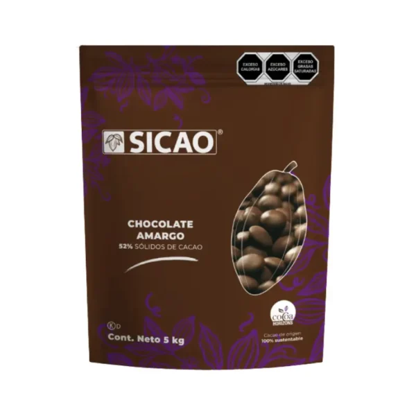Bolsa de Chocolate Sicao semiamargo 52% Waffers contenido de 5kilos