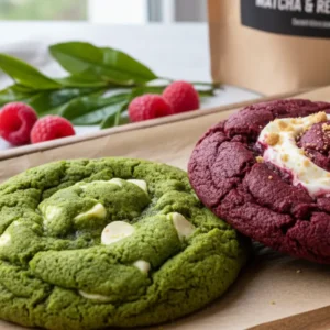 GALLETAS ESTILO NEW YORK_ _MATCHA_ Y _RED VELVET CHEESECAKE