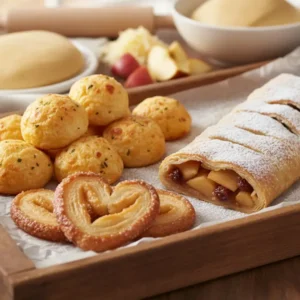 MASA HOJALDRE_ BOLITAS DE QUESO, OREJITAS Y STRUDDEL