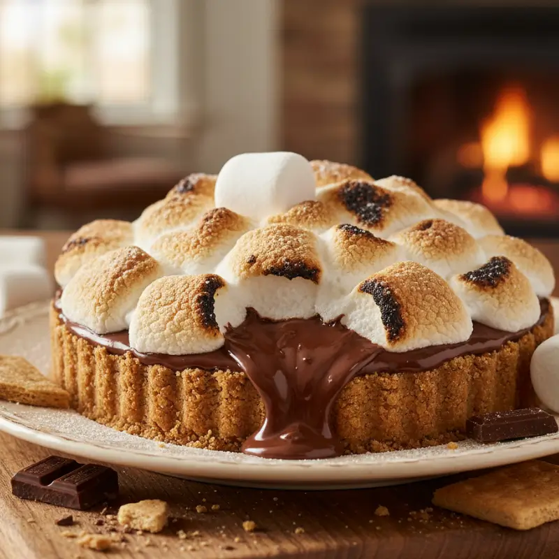 TARTA DE SMORE´S_ GRAHAM CRACKER, CHOCOLATE DE LECHE Y MALVAVISCO CASERO
