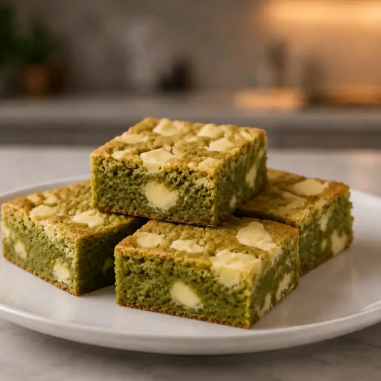 Blondies de Chocolate Blanco y Matcha