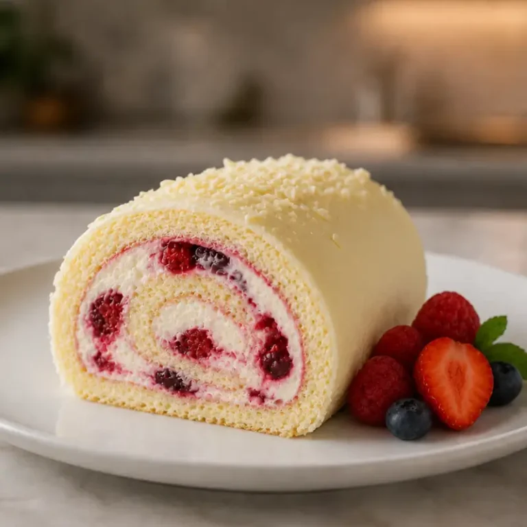 Rollo de Chocolate Blanco y Frutos Rojos