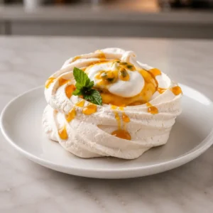 MINI PAVLOVAS DE MANGO Y FRUTA DE LA PASIÓN