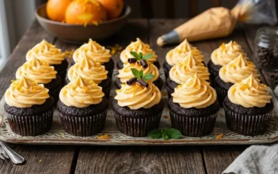 Receta Cupcakes de Chocolate con Crema de Naranja