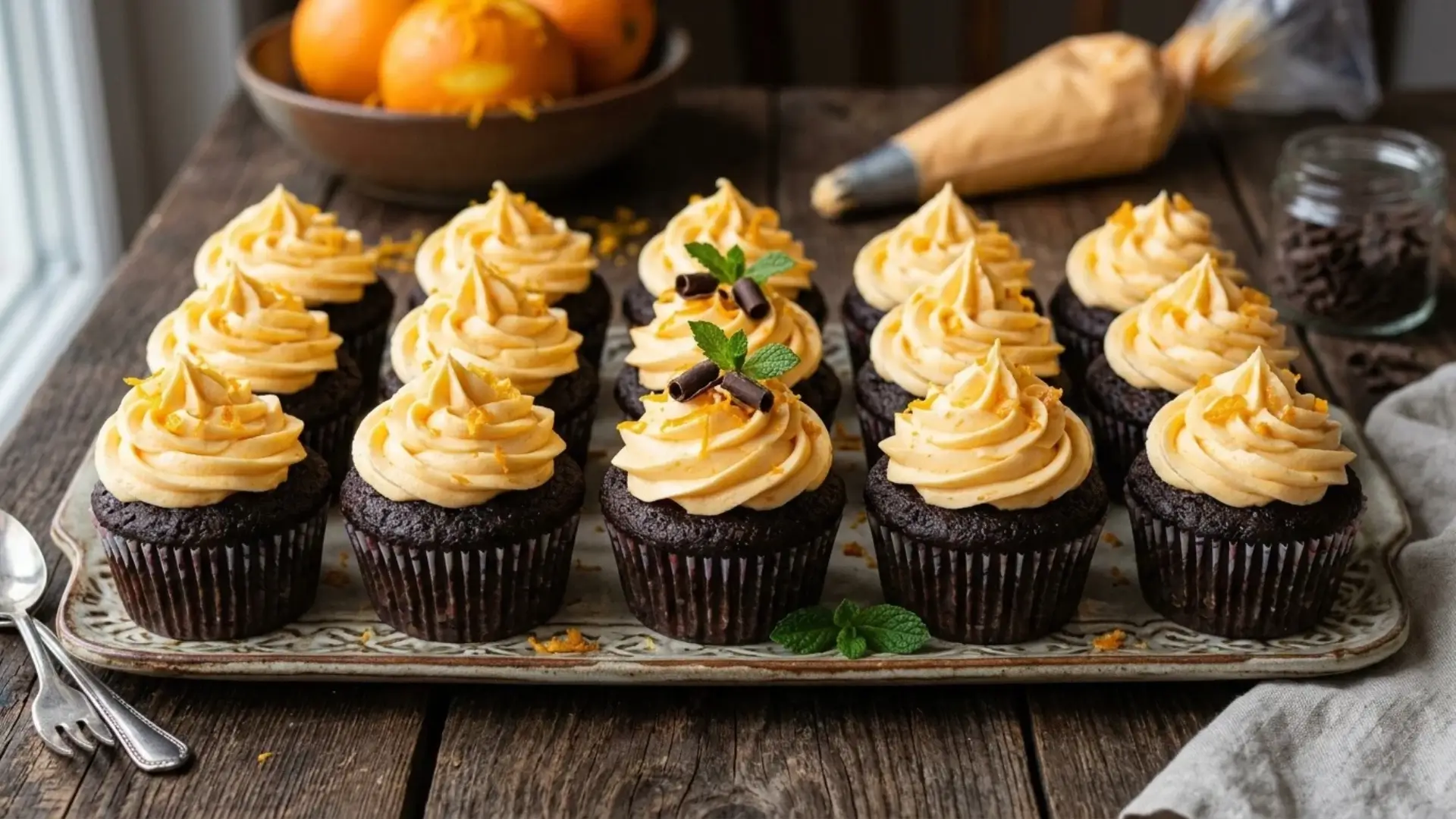 Receta Cupcakes de Chocolate con Crema de Naranja