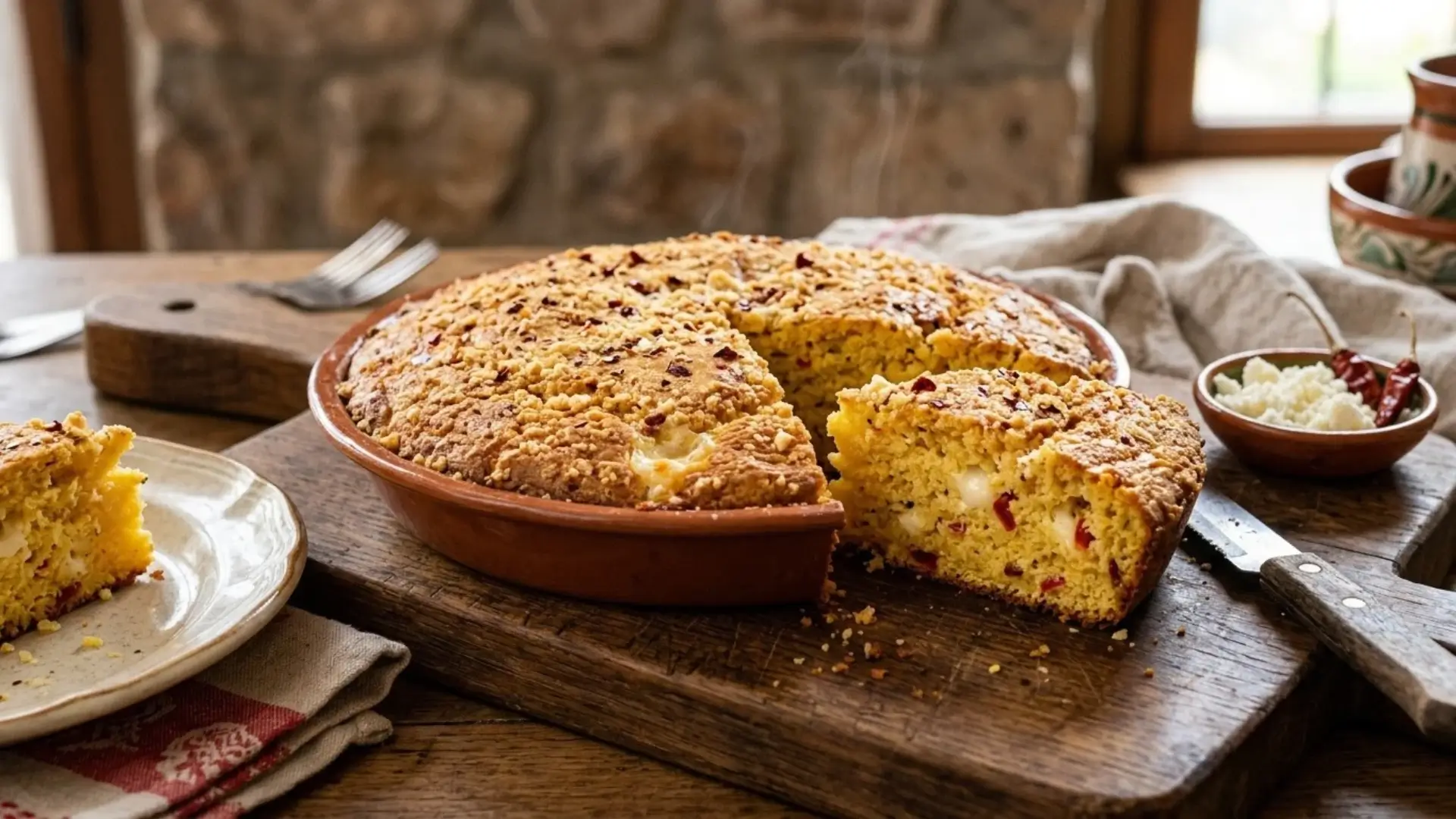 Receta Pan de Maíz Salado con Queso y Chile